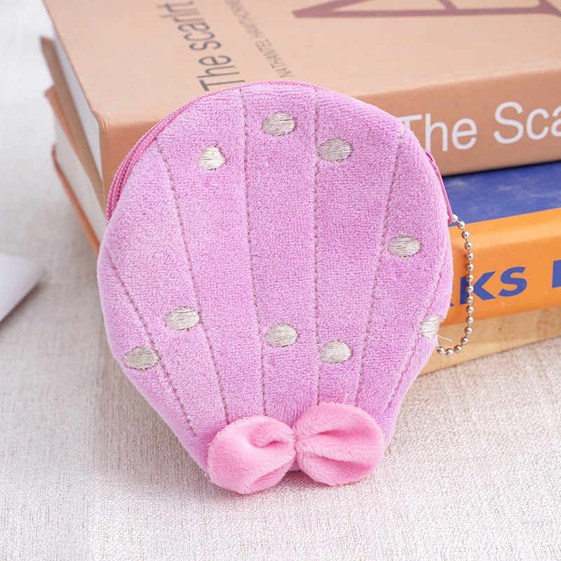 Wholesale Plush Scallop Children's Coin Purse Keychain